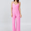 Sleeveless Solid Color Regular Fit Regular Casual Jumpsuit Pink