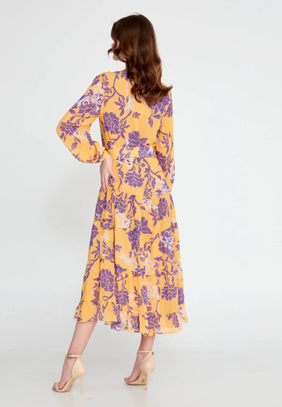 Long Sleeve Midi Chiffon Column Regular Casual Dress