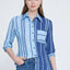Mid-Length Striped Regular Shirt Blue
