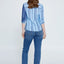 Mid-Length Striped Regular Shirt Blue