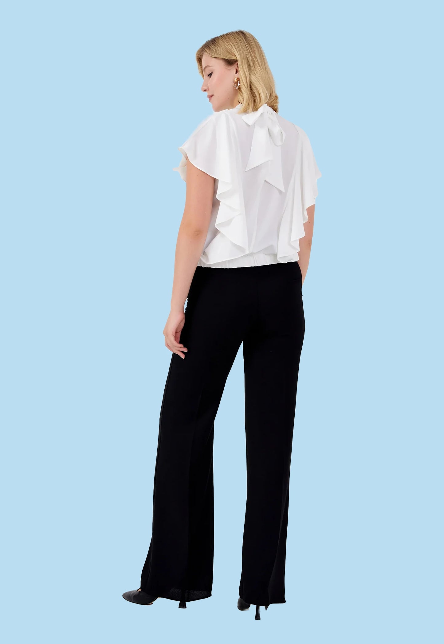 Short Sleeve Solid Color Regular Blouse White