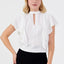 Short Sleeve Solid Color Regular Blouse White