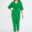Mid-Length Solid Color Regular Fit Regular Casual Jumpsuit Green