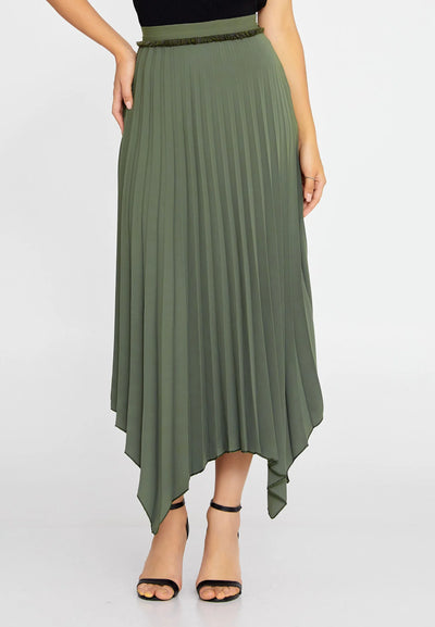 Midi Solid Color Regular Skirt Green