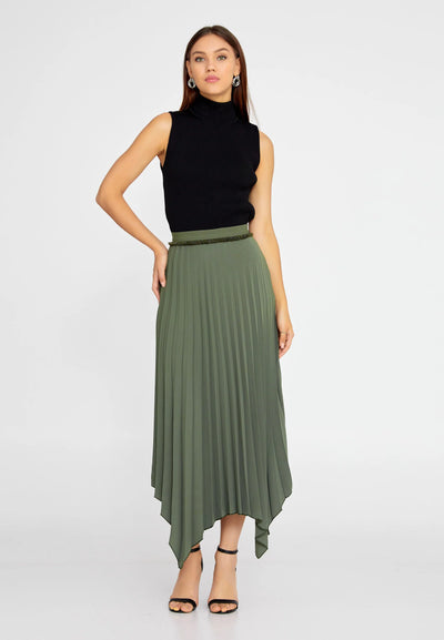 Midi Solid Color Regular Skirt Green