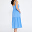 Sleeveless Midi Crepe Column Regular Casual Dress Blue