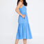 Sleeveless Midi Crepe Column Regular Casual Dress Blue
