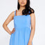 Sleeveless Midi Crepe Column Regular Casual Dress Blue