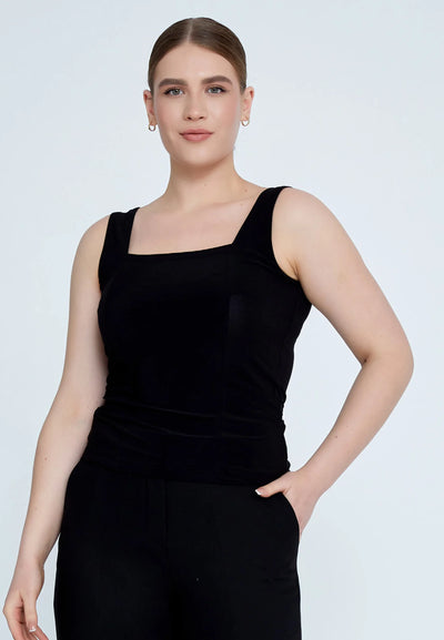 Sleeveless Solid Color Plus Size Blouse Dark Navy