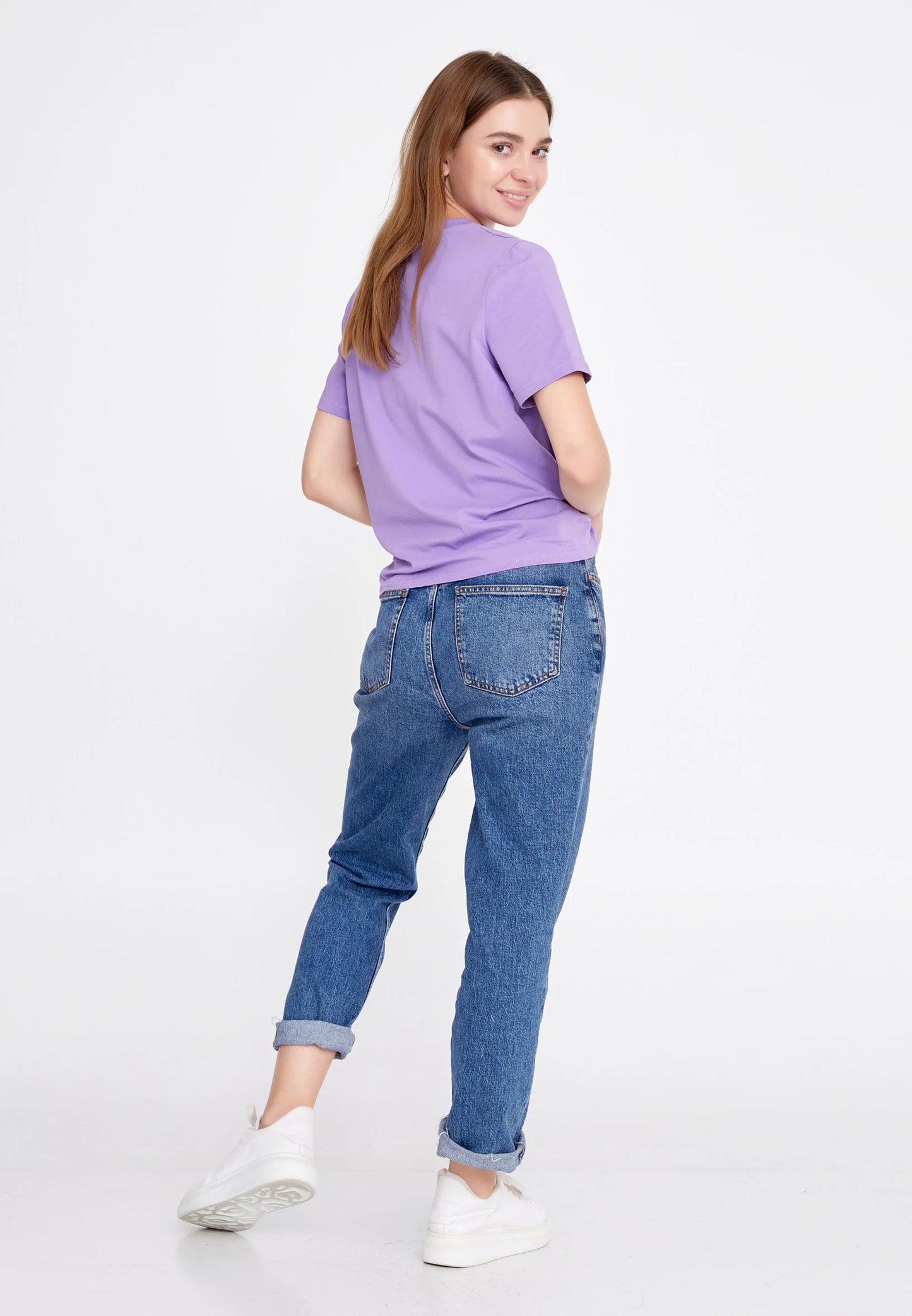 Short Sleeve Solid Color Regular T-shirt Lilac